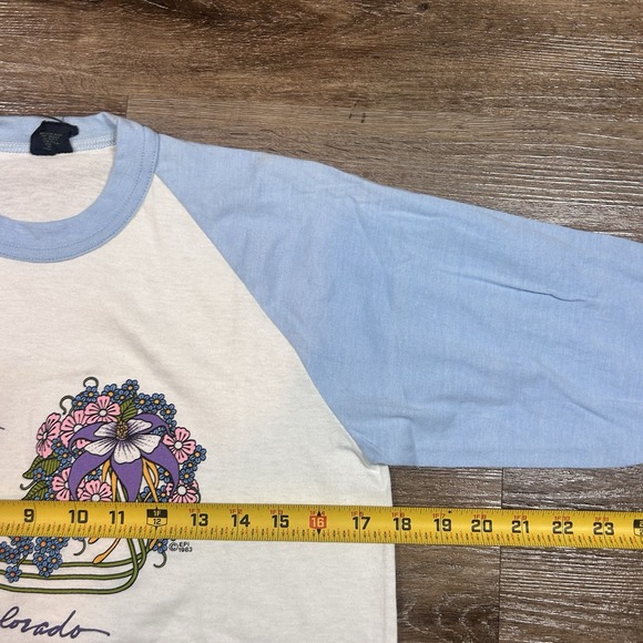 Vintage Colorado Shirt Women's M White Flower Humming Bird 80s 3/4 Sleeve USA‎ - Picture 5 of 6